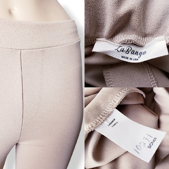 Beige Knee Slit Fitted Leggings by La Banga - Picture 5 of 7